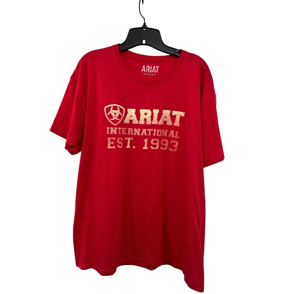 Ariat T-Shirt Mens XL Used Red Cream Lightweight